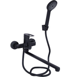 Смеситель для ванны Lidz Latwa 005 Black Matt LDLAT005BLA45420 (черный матовый, с лейкой и шлангом), Цвет производителя: черный матовый, фото 