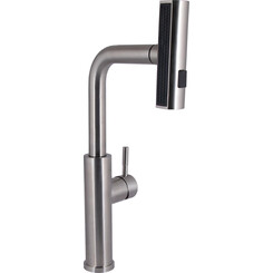 Смеситель для кухни Lidz Aria 015FLT Nickel LDARI015FLTNKS37643 (никель, c выдвижной каскадной лейкой), фото 