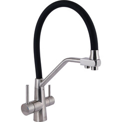 Смеситель для кухни Lidz Aria 020F3 Black Matt/Nickel LDARI020F3BNK37647 (черный матовый/никель, c гибким изливом и подключением питьевой воды), Цвет производителя: черный матовый, никель, фото 