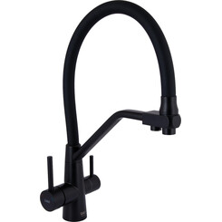 Смеситель для кухни Lidz Aria 020F3 Black Matt LDARI020F3BLA39212 (черный матовый, c гибким изливом и подключением питьевой воды), Цвет производителя: черный матовый, фото 