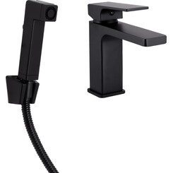 Смеситель для умывальника Qtap Gemini Black Matt QTGEM272BLM45690 (черный матовый, с гигиеническим душем), Цвет производителя: черный матовый, фото 
