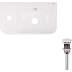 Умывальник Qtap Tern White Glossy QT17115117LWN47327 (45x26 см, белый глянцевый, с донным клапаном), фото 