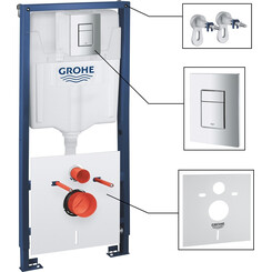 Система инсталляции для унитаза Grohe QuickFix Solido 39930000 4 в 1 (клавиша смыва, звукоизоляционная прокладка, крепление), фото 