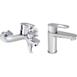 Комплект смесителей 2 в 1 для ванной комнаты Lidz Latwa Chrome LDLAT001CRM4541246358 (LDLAT001CRM45412 + LDLAT006CRM45414), фото 