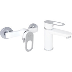 Комплект смесителей 2 в 1 для ванной комнаты Lidz Latwa White/Chrome LDLAT001WHI4542346361 ( LDLAT010WHI45426 + LDLAT001WHI45423, белый/хром), фото 