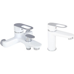 Комплект смесителей 2 в 1 для ванной комнаты Lidz Latwa White/Chrome LDLAT001WHI4542346362 ( LDLAT001WHI45423 + LDLAT006WHI45424, белый/хром), фото 