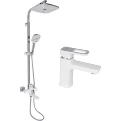 Комплект смесителей 2 в 1 для ванной комнаты Lidz Wawel White/Chrome LDWAW001WHI4539746367 (LDWAW001WHI45397 + LDWAW1030WHI45401, белый/хром), фото 