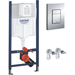 Инсталляция для унитаза 3 в 1 Grohe Solido 3884966Q (38971000+38966000, с клавишей смыва и креплением к стене), фото 