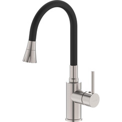 Смеситель для кухни Imprese Argo-S Stainless Steel/Black Matt f03409016ES (нержавеющая сталь/черный матовый, c гибким изливом), Цвет производителя: нержавейка, черный, фото 