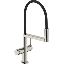 Змішувач для кухні Hansgrohe Talis Select M54 PowderSpray Stainless Steel Finish/Black Matt 72861800 (нержавіюча сталь/чорний матовий, з гнучким виливом), Колір виробника: чорний матовий, нержавіюча сталь, фото 