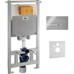 Інсталяція для унітазу 4 в 1 Oli 80 885342 (з клавішею змиву, прокладкою та кріпленням до стіни), Колір виробника: хром, фото 