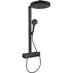 Душевая система с термостатом Hansgrohe Rainfinity Showerpipe 360 1jet Black Matt 26853670 (черная матовая, с полочкой), Цвет производителя: черный матовый, фото 