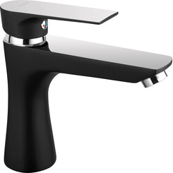 Смеситель для умывальника Ferro Algeo Square Black Matt/Chrome BAQ2BLC (черный матовый/хром), фото 