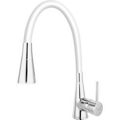 Смеситель для кухни Ferro Zumba II Chrome/White BZA42W (хром/белый, c гибким изливом), Цвет производителя: хром, белый, фото 