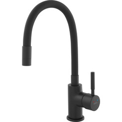 Змішувач для кухні Ferro Zumba Nero Black Matt BZA4BLB (чорний матовий, з гнучким виливом), фото 