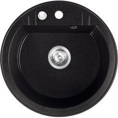 Мийка для кухні Ferro Mezzo II Graphite DRGM1/51BA (51x51 см, графітова, з сифоном та клапаном-автоматом), Доступні розміри: Ø 51, Колір виробника: графіт, фото 