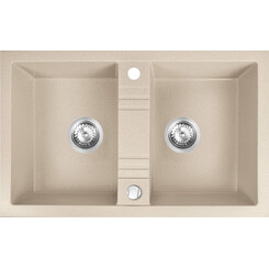 Мийка для кухні Ferro Mezzo II Sand DRGM2/48/78SA (78x48 см, пісок, з сифоном та клапаном-автоматом), Доступні розміри: 78 x 48, Колір виробника: пісочний, фото 