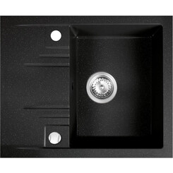 Мийка для кухні Ferro Mezzo II Graphite Shine DRGM48/58HA (58x48 см, графітова глянсова, з сифоном та клапаном-автоматом), Доступні розміри: 58 x 48, Колір виробника: графіт глянсовий, фото 