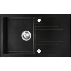 Мийка для кухні Ferro Mezzo II Graphite DRGM48/78BA (78x48 см, графітова, з сифоном та клапаном-автоматом), Доступні розміри: 78 x 48, Колір виробника: графіт, фото 