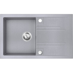 Мойка для кухни Ferro Mezzo II Grey DRGM48/78GA (78x48 см, серая, с сифоном и клапаном-автоматом), Доступные размеры: 78 x 48, Цвет производителя: серый, фото 