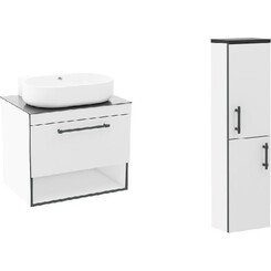 Комплект мебели Imprese Black Edge 90 см белый f32119W(3) (тумба подвесная + умывальник накладной + пенал подвесной), Доступные размеры: 90, Цвет производителя: белый, фото 