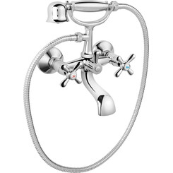 Змішувач для ванни Ferro Retro New Chrome XD11 (з лійкою та шлангом), фото 
