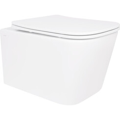 Безободковый подвесной унитаз Qtap Crow Ultra Quiet Rimless White Gloss QT05335172W (воронкообразный, с сиденьем), фото 