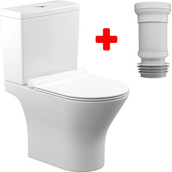 Безободковый унитаз-компакт Koller Pool Edge New 1856550199+1050680199 (EDPR-0615-RW+КР-6001, с сиденьем и гибкой подводкой), фото 