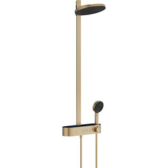Душевая система с термостатом Hansgrohe Pulsify Showerpipe 260 2jet EcoSmart Polished Bronze 24241140 (шлифованная бронза, с полочкой), Цвет производителя: брашированная бронза, фото 