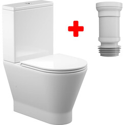 Безободковый унитаз-компакт Koller Pool Twist 1878550199+1050680199 (TW-0610-RC-C+TW-0610-RC-T+KP-6001, с сиденьем и гибкой подводкой), фото 