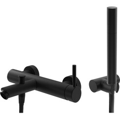 Смеситель для ванны Kohlman Roxin Black KPL-QW110RB (черный, с лейкой и шлангом), Цвет производителя: черный, фото 