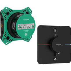 Смеситель скрытого монтажа с термостатом для ванны Hansgrohe ShowerSelect Comfort Q Matt Black 15583670+01500180 (черный матовый, внутренняя часть в комплекте), Цвет производителя: черный матовый, фото 