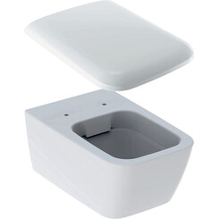 Безободковый подвесной унитаз Geberit iCon Square Rimfree 201950000+571910000 (с сиденьем), фото 