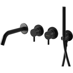 Смеситель скрытого монтажа для ванны Kohlman Axel Black QW260AB+QW230RB (черный, с лейкой и шлангом, внутренняя часть в комплекте), Цвет производителя: черный, фото 