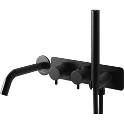 Смеситель скрытого монтажа для ванны Kohlman Axel Black KPL-QW265ABQ (черный, с лейкой и шлангом, внутренняя часть в комплекте), Цвет производителя: черный, фото 