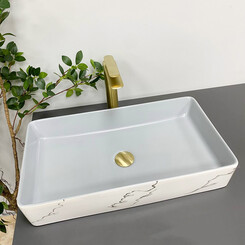 Умивальник VBI Triest Grey Marmo VBI-012708 (61x35 см, сірий мармур), Доступні розміри: 60 x 34, Колір виробника: сірий мармур, фото 