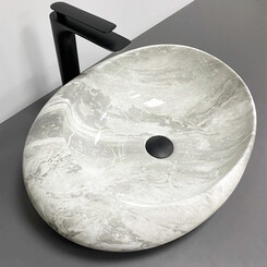 Умивальник VBI Riccia Light Stone Glossy VBI-017202 (51x41 см, світлий камінь глянсовий, чаша), Доступні розміри: 51 x 41, Колір виробника: світлий камінь глянсовий, фото 