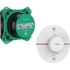 Смеситель скрытого монтажа с термостатом для ванны Hansgrohe ShowerSelect S Matt White 15556700+01500180 (белый матовый, внутренняя часть в комплекте), Цвет производителя: белый матовый, фото 