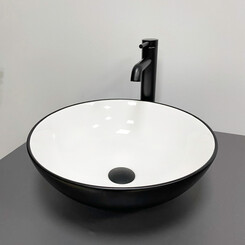 Умивальник VBI Amalfi Black/White VBI-013401 (40 см, чорний матовий/білий глянсовий, чаша), Доступні розміри: 39 x 39, Колір виробника: чорний матовий, білий глянсовий, фото 