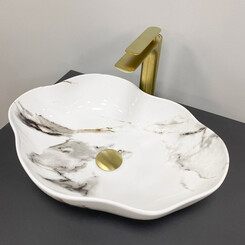 Умивальник VBI Faleria Carrara Glossy VBI-016700 (50x37 см, мармур глянсовий, чаша), фото 