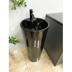 Умивальник VBI Bolonia Black Glossy VBI-019018 (40 см, чорний глянсовий, підлоговий), Колір виробника: чорний глянець, фото 
