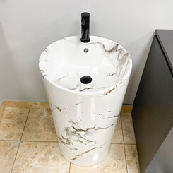 Умивальник VBI Bolonia Carrara VBI-019013 (47 см, мармур глянсовий, підлоговий), фото 