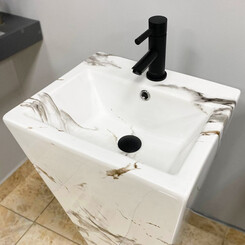 Умивальник VBI Alatri Carrara VBI-019014 (44x38 см, мармур глянсовий, підлоговий), фото 