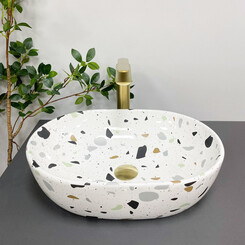 Умивальник VBI Modena S Terazzo Glossy VBI-012004 (49x35 см, тераззо глянсовий, чаша), Доступні розміри: 49 x 35, Колір виробника: тераззо глянсовий, фото 