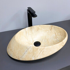 Умивальник VBI Rotello Beige Onyx Matt VBI-017103 (51x37 см, бежевий онікс матовий, чаша), Доступні розміри: 51 x 37, Колір виробника: бежевий онікс матовий, фото 