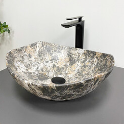 Умивальник VBI Ronta Dark Grey Stone Matt VBI-017302 (42x38 см, темно-сірий камінь матовий, чаша), Доступні розміри: 42 x 38, Колір виробника: темно-сірий камінь матовий, фото 