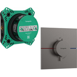 Смеситель скрытого монтажа с термостатом для душа Hansgrohe ShowerSelect E Brushed Black Chrome 15574340+01500180 (брашированный черный хром, внутренняя часть в комплекте), Цвет производителя: брашированный черный хром, фото 