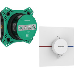 Смеситель скрытого монтажа с термостатом для душа Hansgrohe ShowerSelect E Matt White 15574700+01500180 (белый матовый, внутренняя часть в комплекте), Цвет производителя: белый матовый, фото 