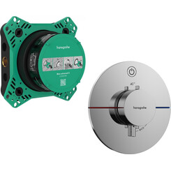 Смеситель скрытого монтажа с термостатом для душа Hansgrohe ShowerSelect S Chrome 15553000+01500180 (хром, внутренняя часть в комплекте), Цвет производителя: хром, фото 