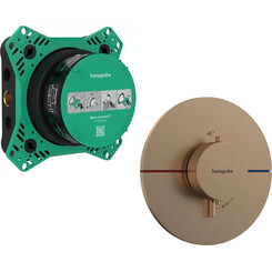 Смеситель скрытого монтажа с термостатом для душа Hansgrohe ShowerSelect Comfort S Brushed Bronze 15559140+01500180 (брашированная бронза, внутренняя часть в комплекте), Цвет производителя: брашированная бронза, фото 